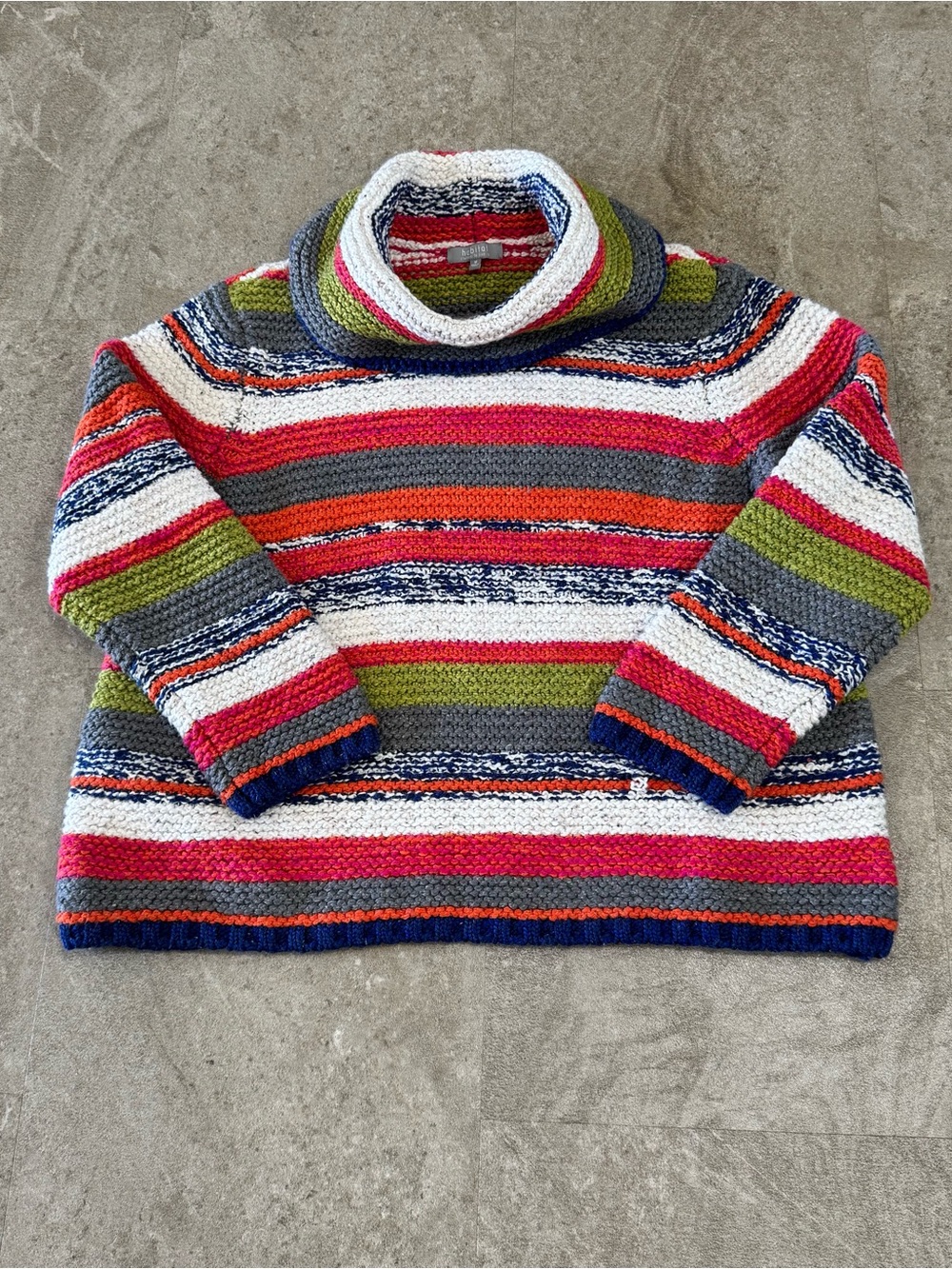 Habitat Multicolor Striped Cowl Neck Chunky Knit Sweater Women’s Size M
